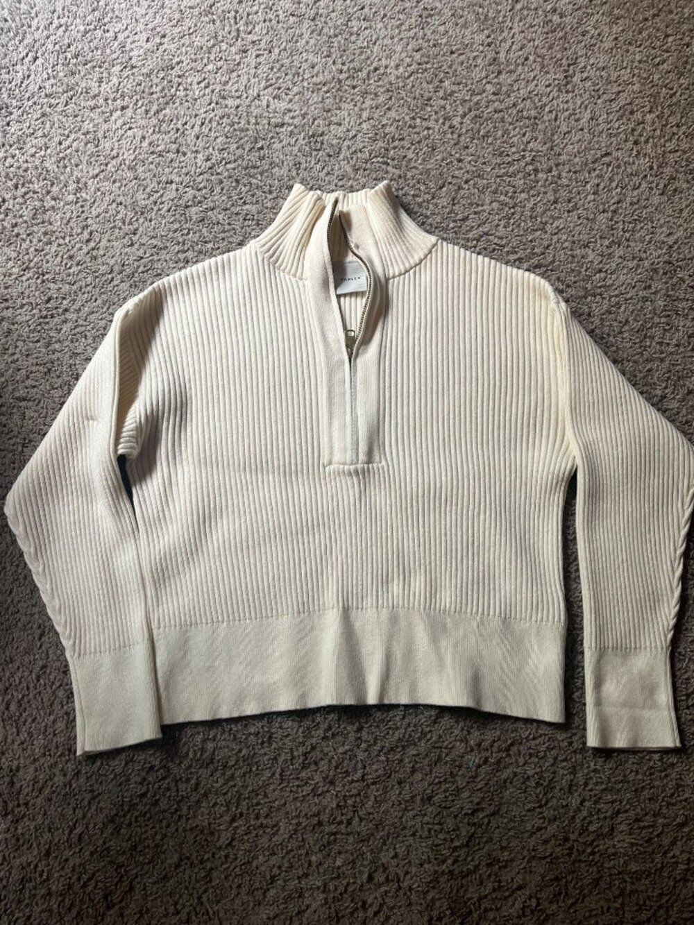 Varley Ivory Janie Half-Zip Knit Sweater, Size Small
